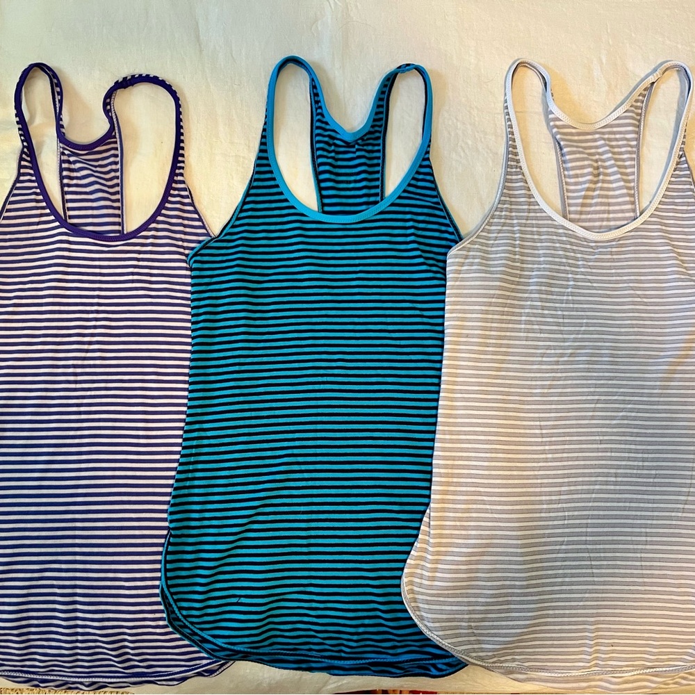 Lululemon Athletica Striped Racerback Tank Tops - Lot of 3